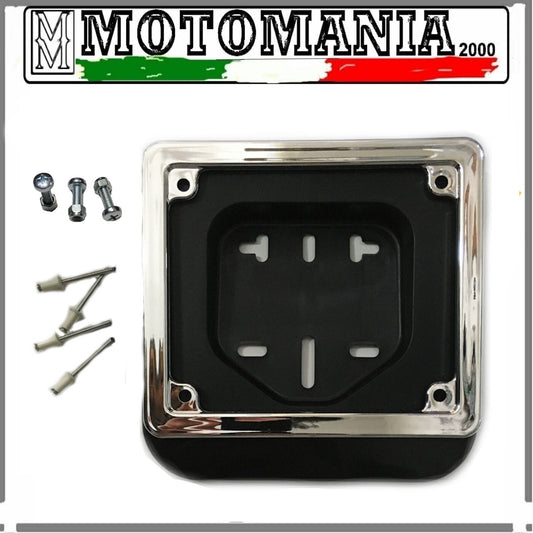KIT PORTA TARGA E CORNICE CROMATA SCOOTER 50 CC COMPLETO DI VITI E RIVETTI  *