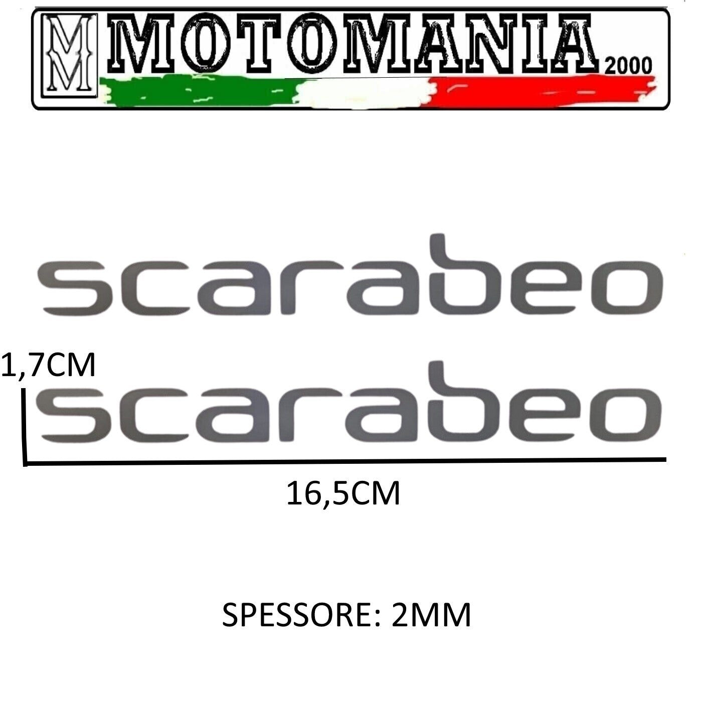 COPPIA ADESIVI RESINATI SCARABEO CROMATI - MISURE: 16,5cmX2mmX1,7cm   *