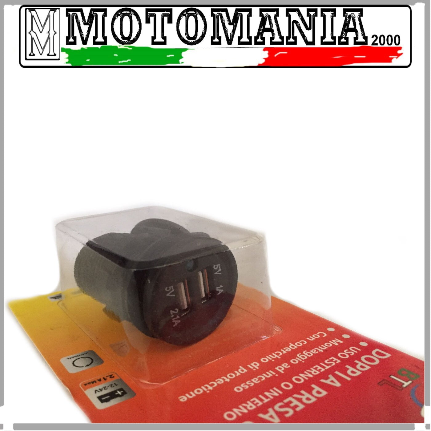 DOPPIA PRESA USB CON LUCE  PER MOTO SCOOTER USO ESTERNO E INTERNO