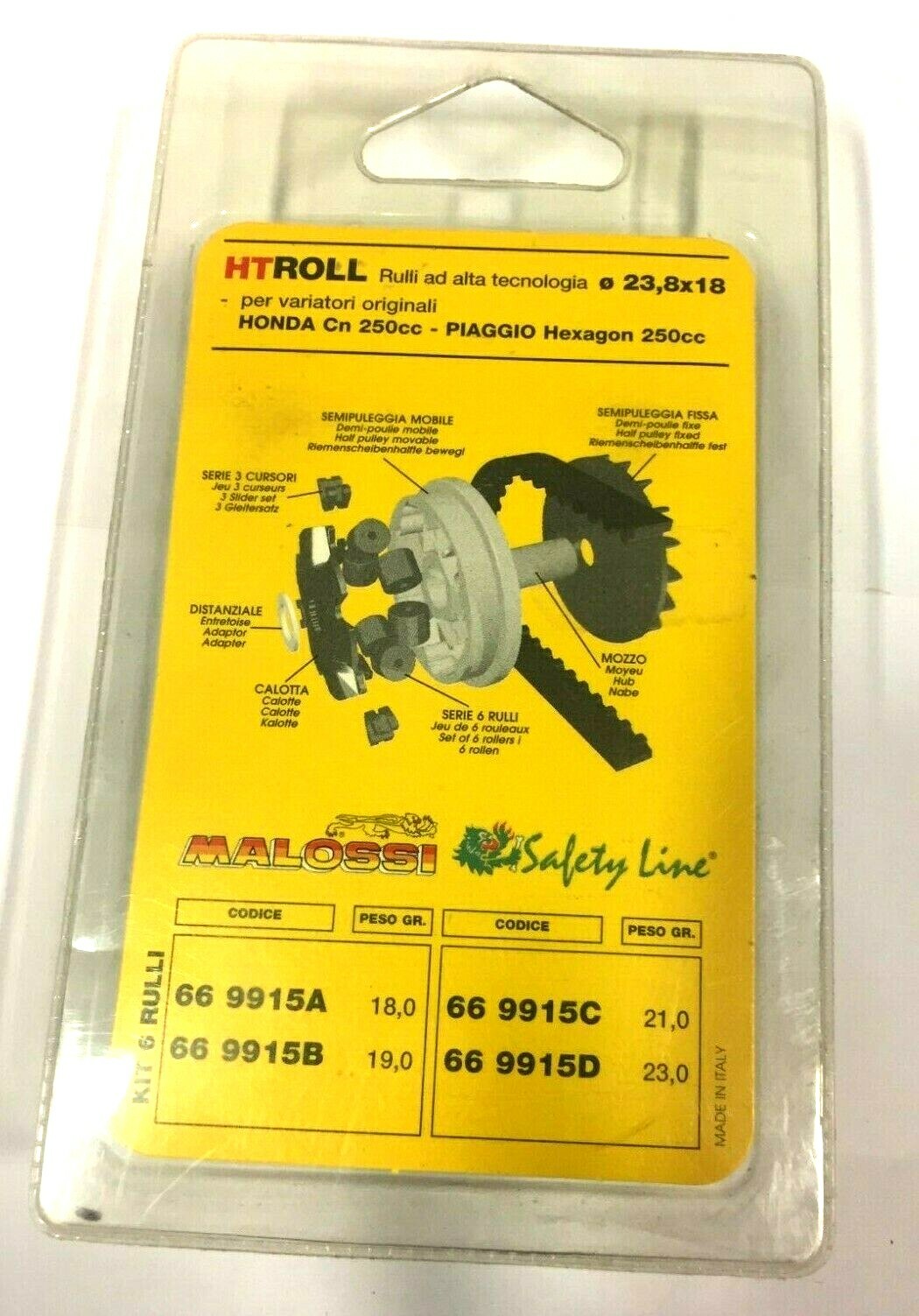 669915.B0 KIT 6 RULLI VARIATORE 23,8X18 GR.19 MALOSSI HONDA CN 250