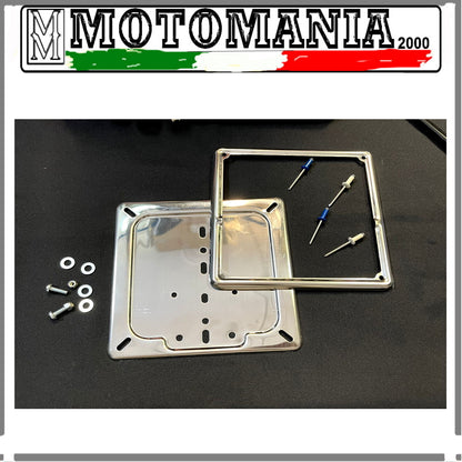 CHROME MET LICENSE PLATE HOLDER AND FRAME FOR EUROPEAN LICENSE PLATE + RIVETS...