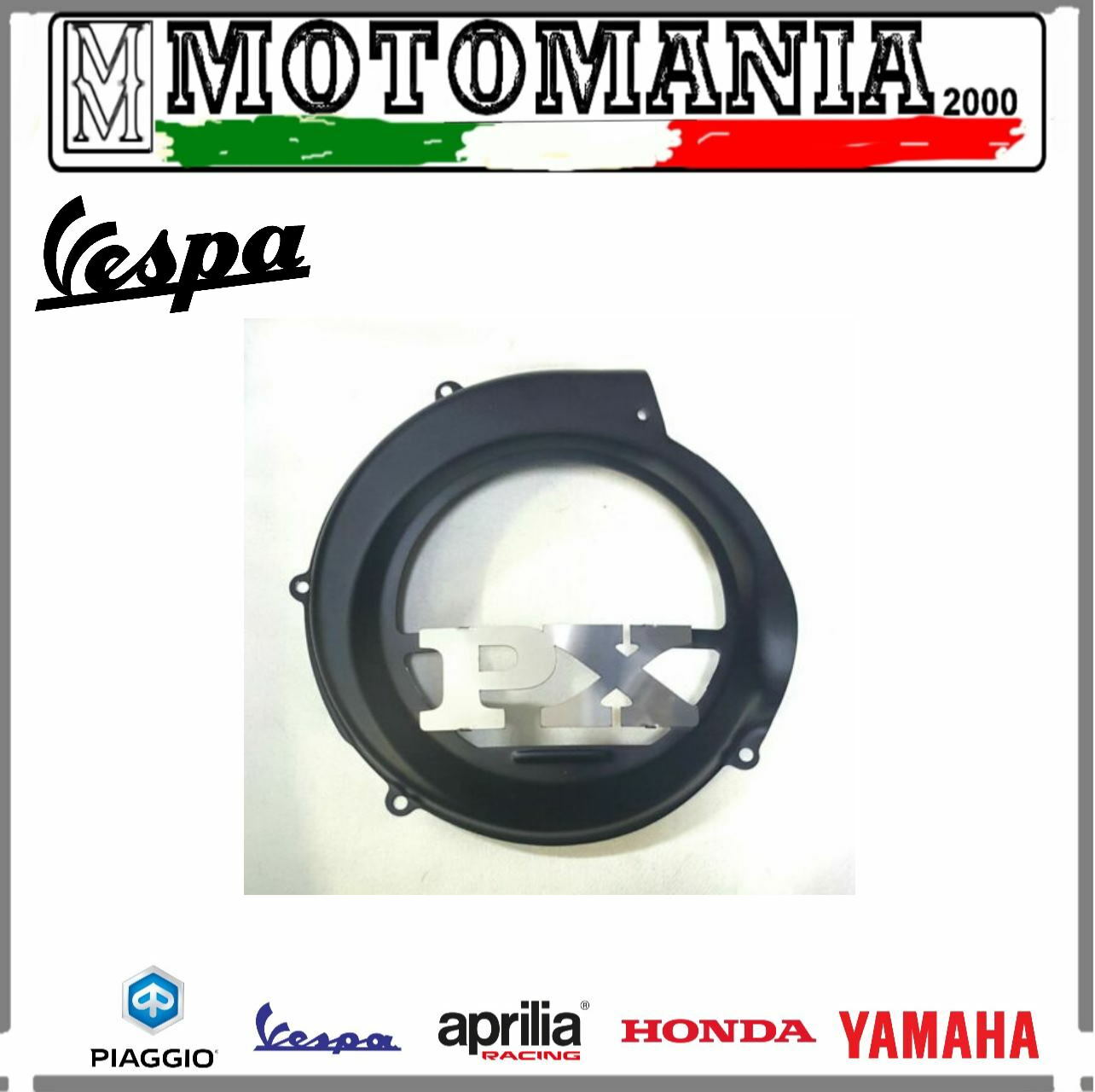 COPRIVENTOLA VESPA PX 125 150 200 NERO CON SCRITTA IN ACCIAIO  + OMAGGIO